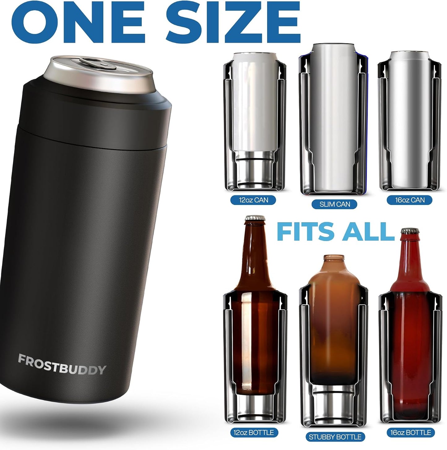 Enfriador latas acero inox 12-16oz universal