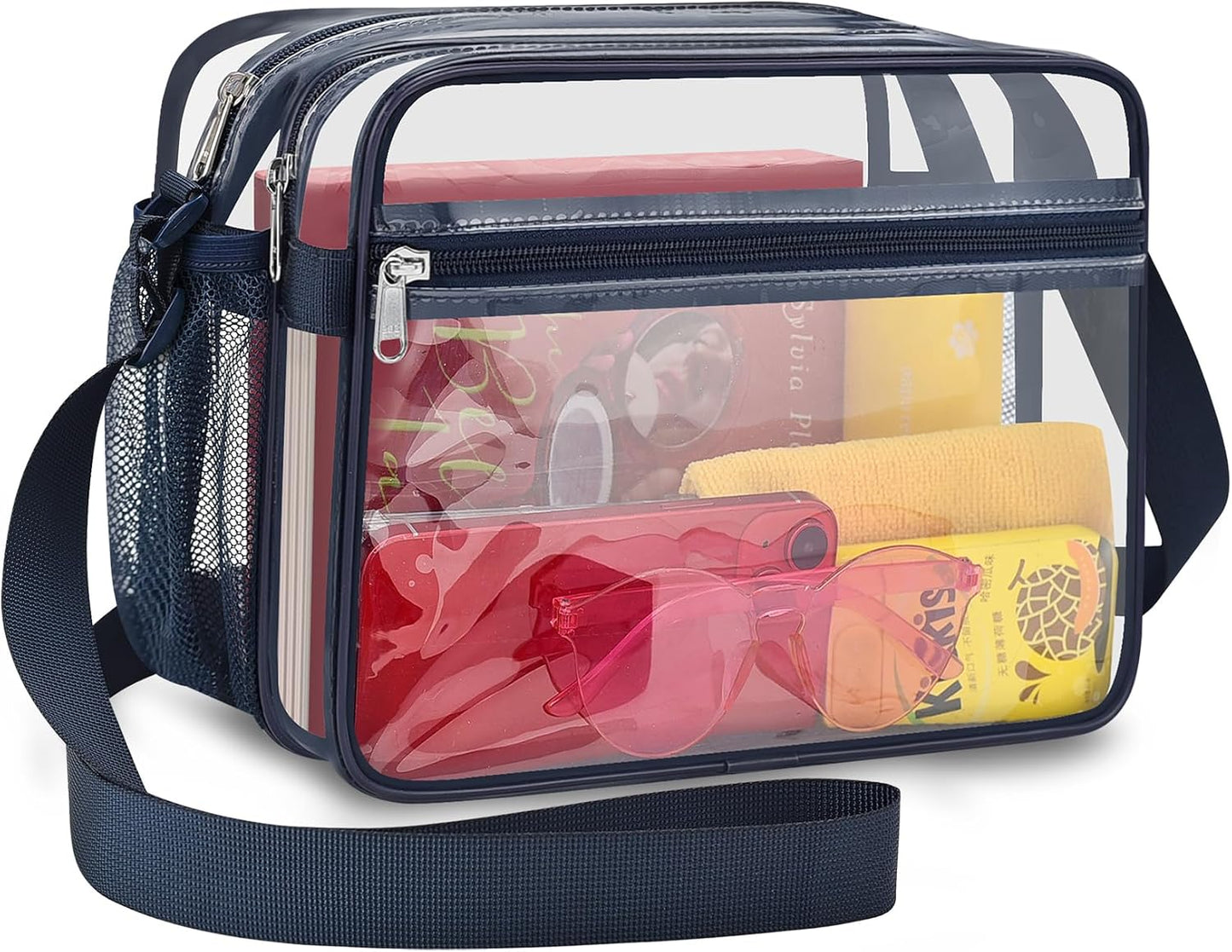 Bolsa mensajero transparente 2 compartimentos para eventos