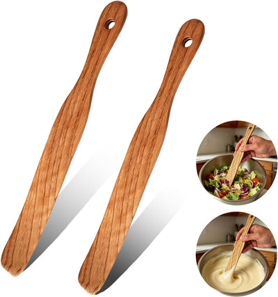 Set 2 Espátulas Madera Teca Mezclador Masa Madre Mango Largo