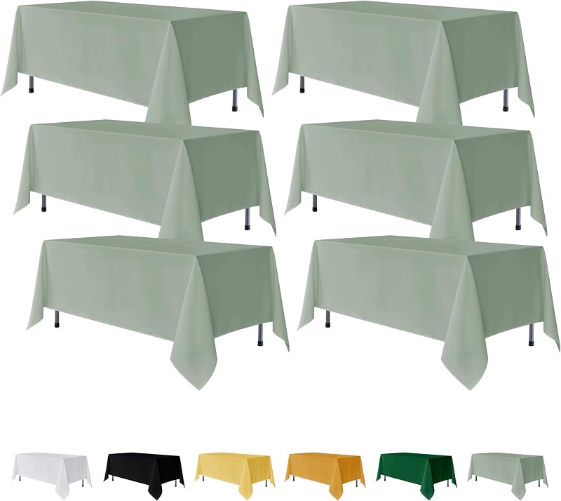 6 Manteles Rectangulares 70x108pulg Poliéster Verde