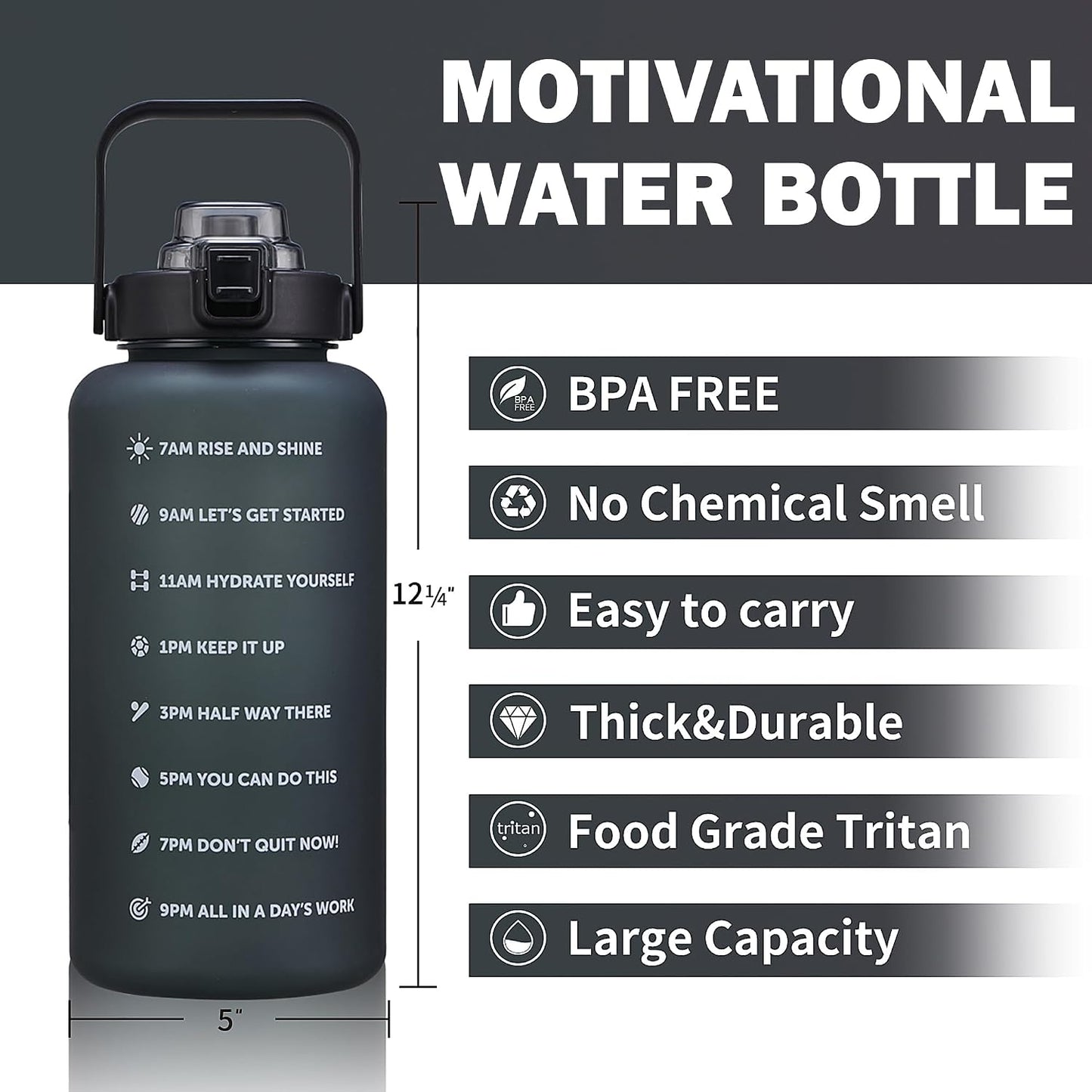 Botella agua 64-128oz sin BPA con asa y pajita