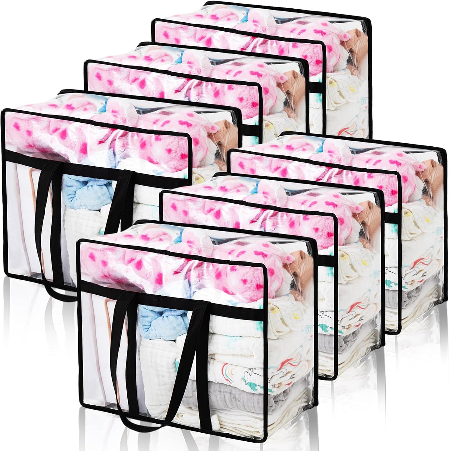6 bolsas PVC transparente con cremallera 40L para ropa