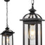 Farol colgante exterior vidrio aluminio negro