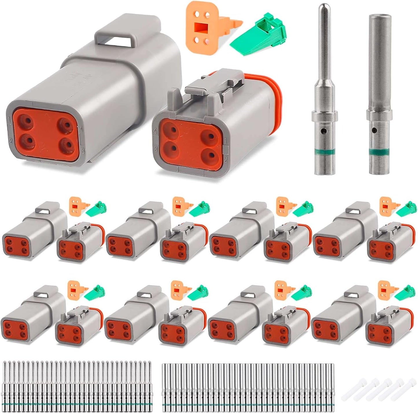 Kit 8 Conectores Automotrices 16 Contactos 14-20AWG Grises