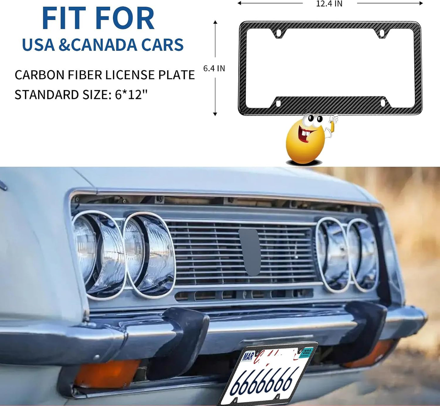 Marco matrícula fibra carbono soporte coche