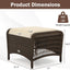 2 Otomanas Mimbre Exterior con Cojines Beige