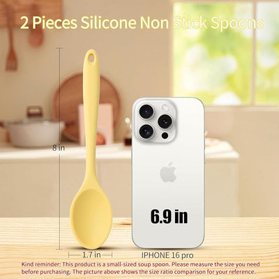 2 Pzas Cucharas Silicón para Mezclar Cocina Hornear Amarillo