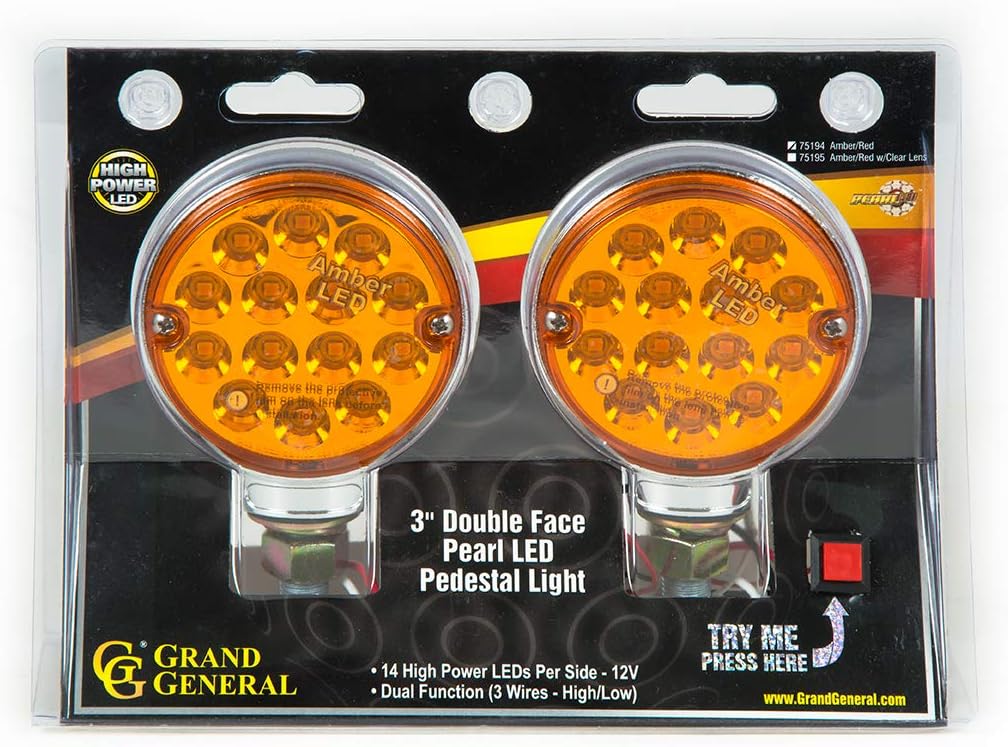 Luz LED doble cara 3" ámbar/rojo 14/lado pack 2