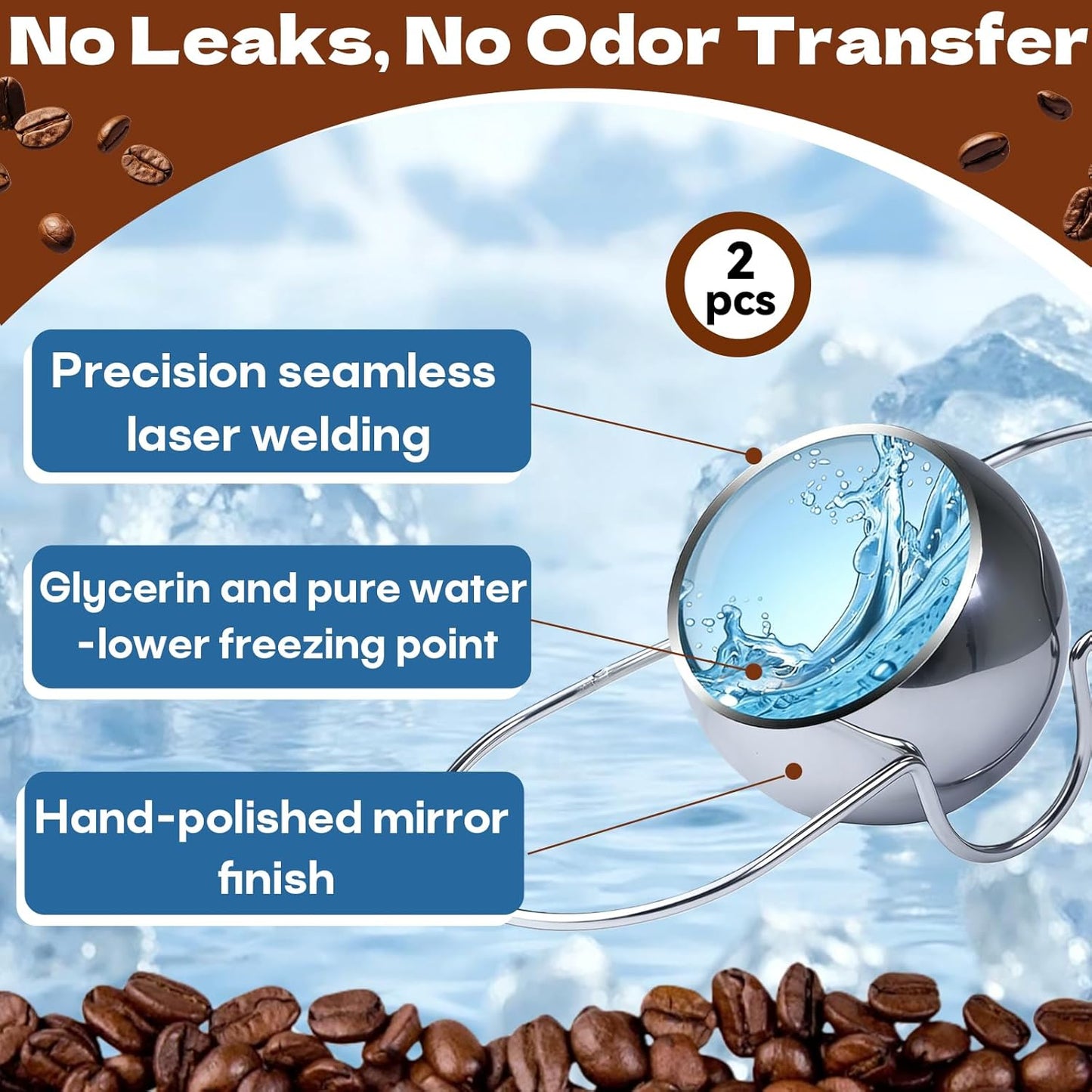 Pack 2 Bolas Enfriamiento XL Acero Inox para Café Expreso