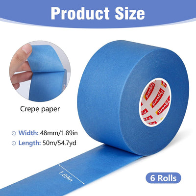 6 Rollos Cinta Pintor 2pulg Azul 55yd para Mejoras Hogar
