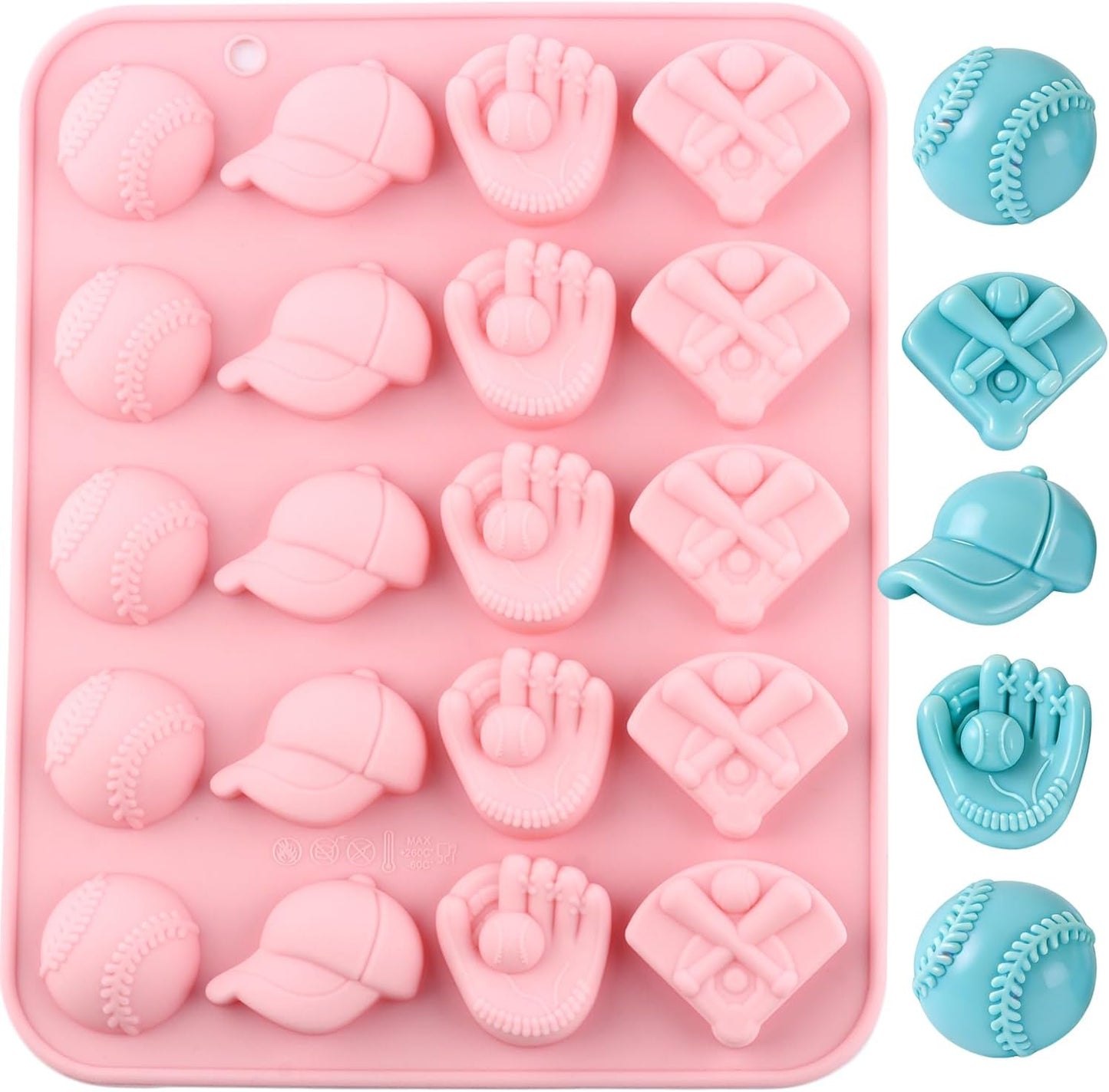 Moldes silicona dulces béisbol 20 cavidades para cupcakes