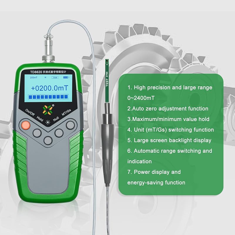 Medidor Gauss Tesla 0-2400mT con N/S para Fábricas