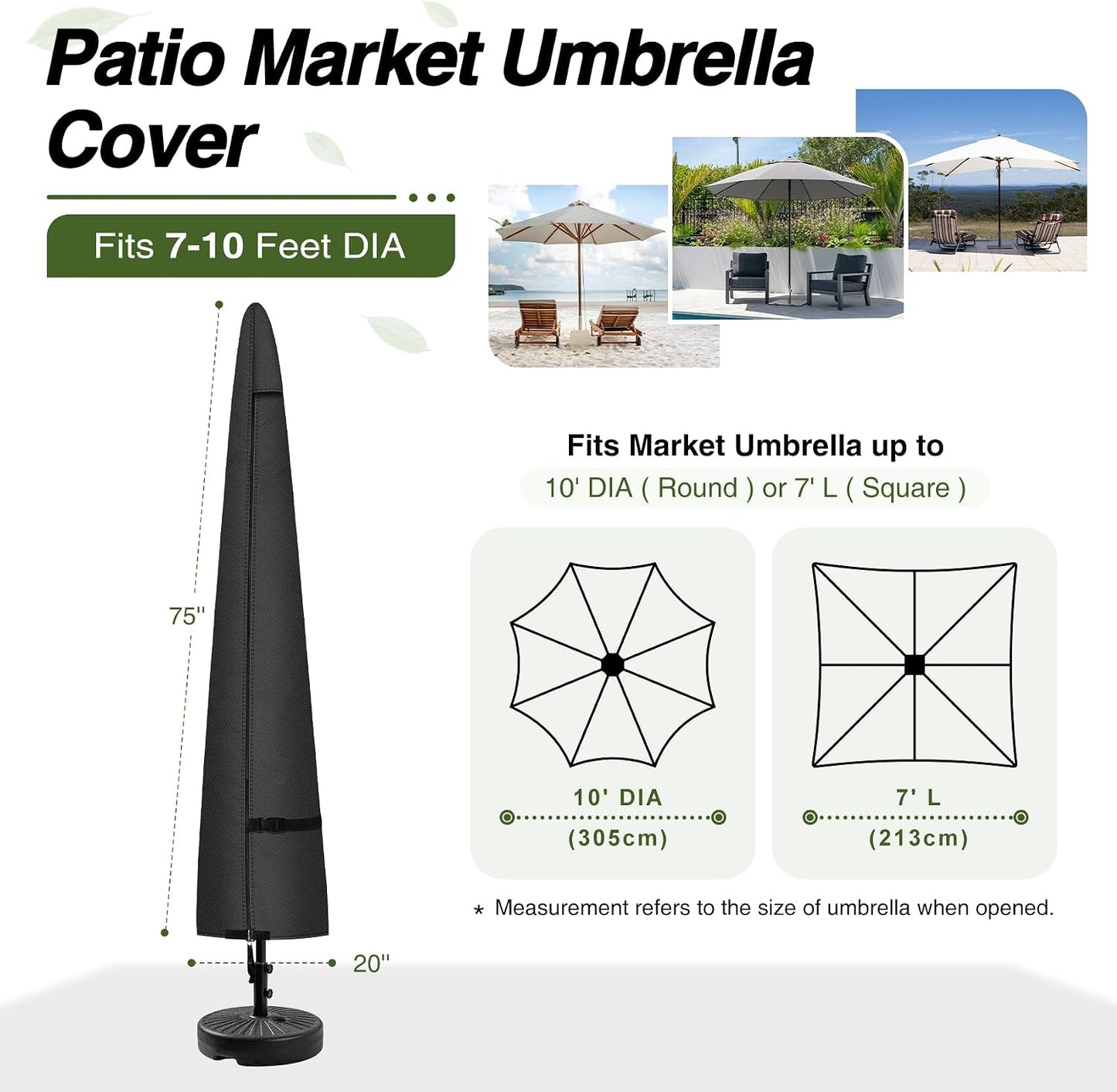 Cubierta paraguas patio impermeable para sombrilla 7-10ft