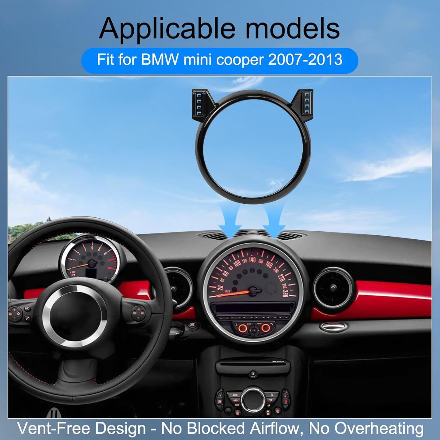 Soporte teléfono BMW MINI Cooper 07-13 clip fijo manos