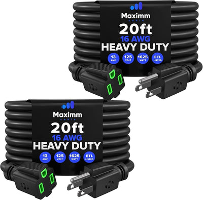 Cable extensión 20ft negro set 2 16 resistente ETL