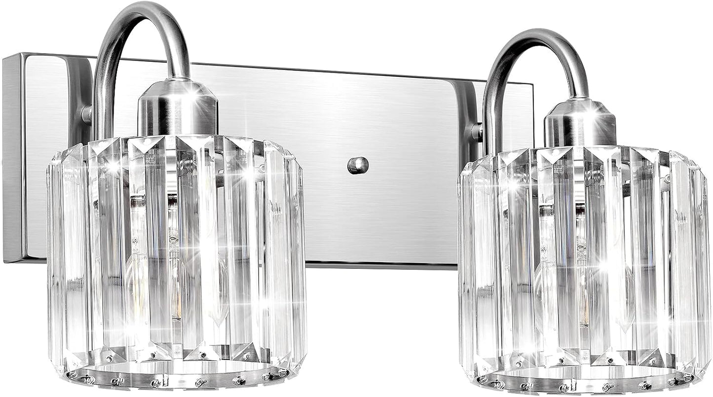 Lámpara tocador baño níquel cepillado 2 luces led enchufe