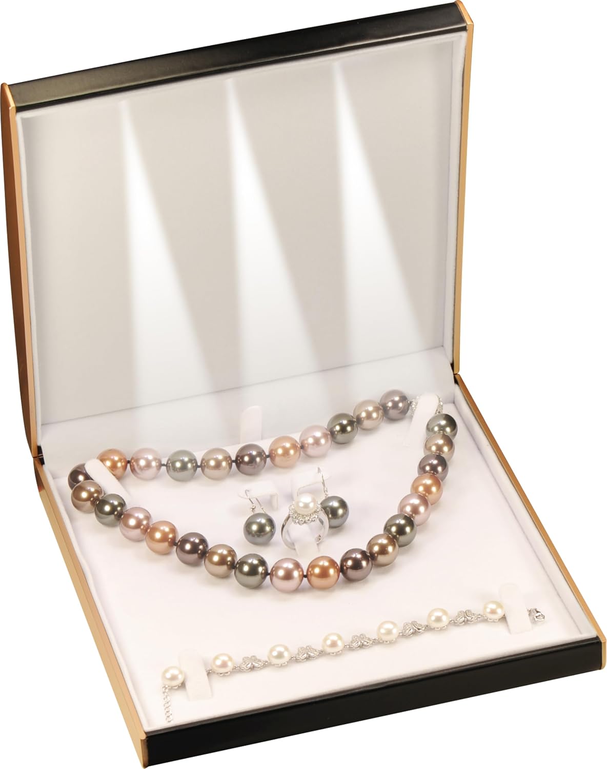 Collar LED negro extra grande con caja piel sintética lujo
