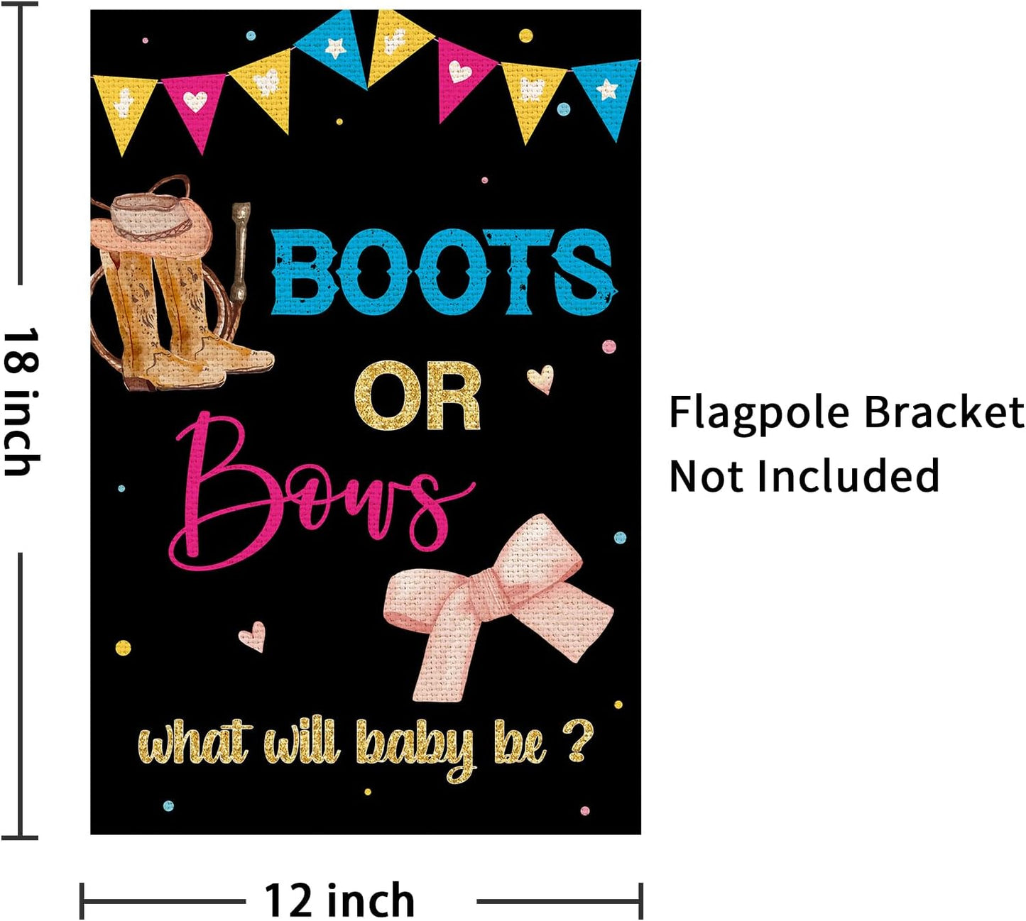 Bandera jardín doble cara botas lazos para niño niña