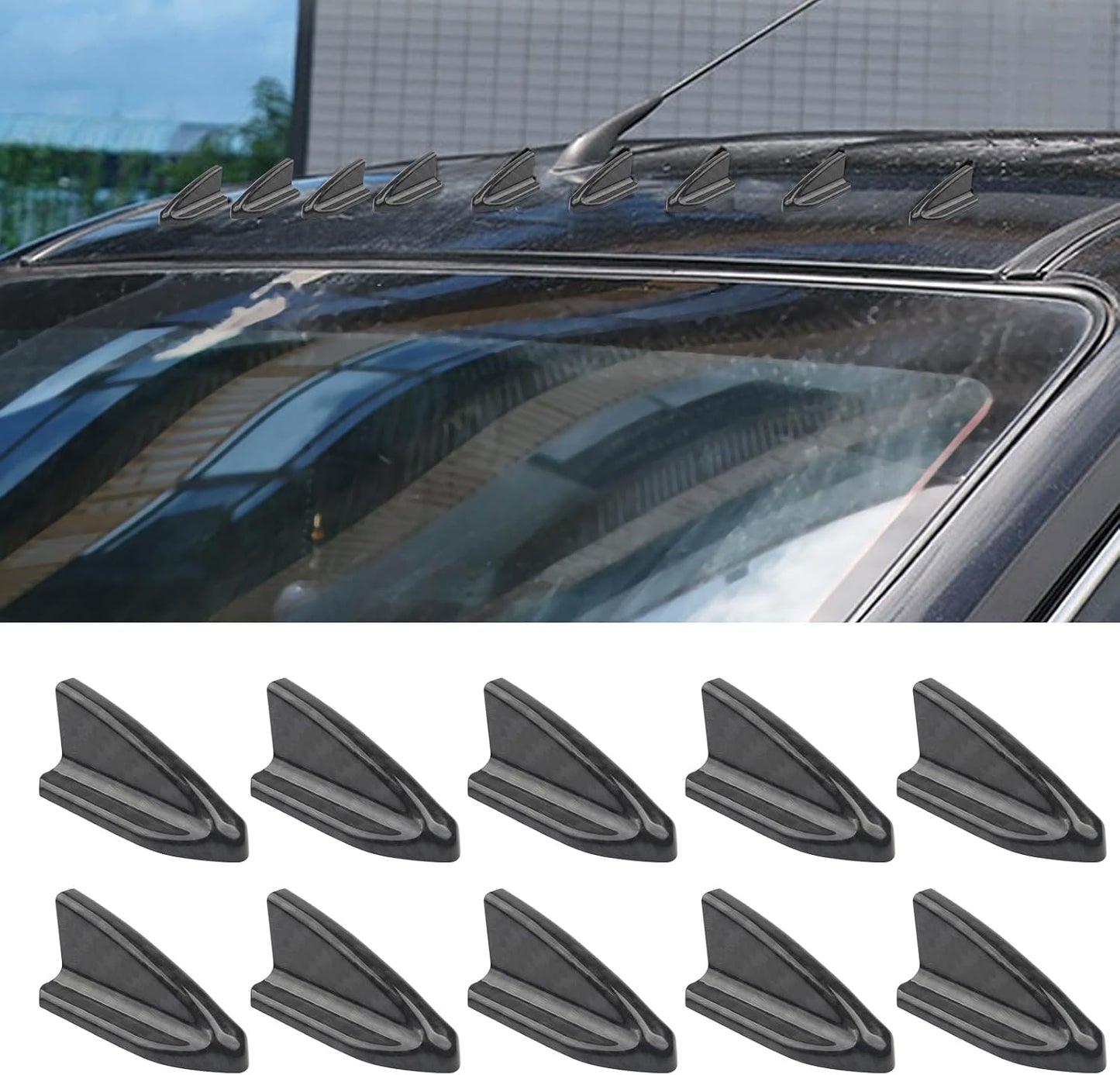 10 Antenas Aleta Tiburón Autoadhesivas Aerodinámicas