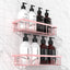 Organiz. ducha adhesivo inox ganchos extraibles rosa