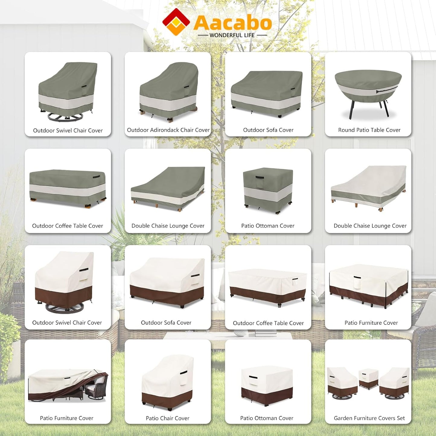 Fundas sillas patio 35x37x38pulg pack 2 verde gris
