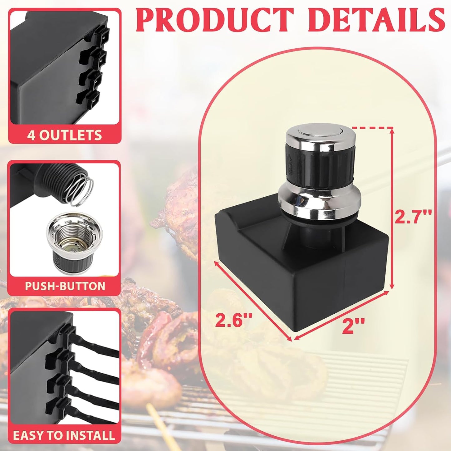 Kit encendido parrilla Nexgrill 4 quemadores botón táctil