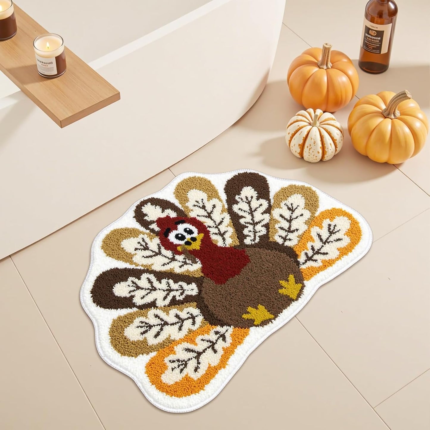 Alfombra baño pavo 20x28pulg antiderrap suave lavable