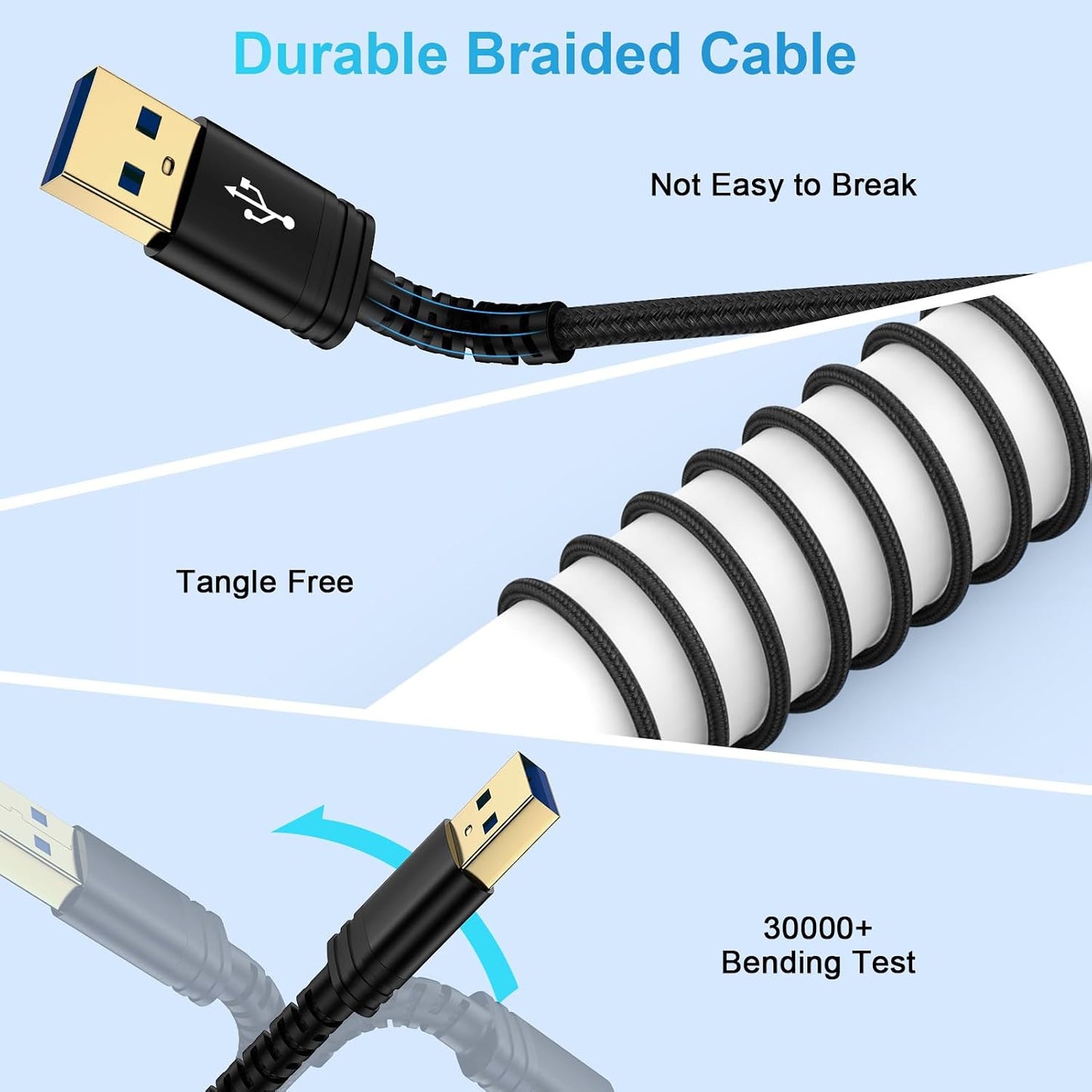 Cable USB 3.0 trenzado 6ft doble extremo 5 Gbps