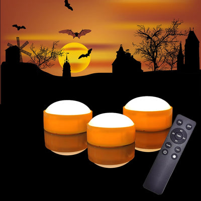 3 Luces Calabaza Halloween LED Parpadeante con Control Remoto