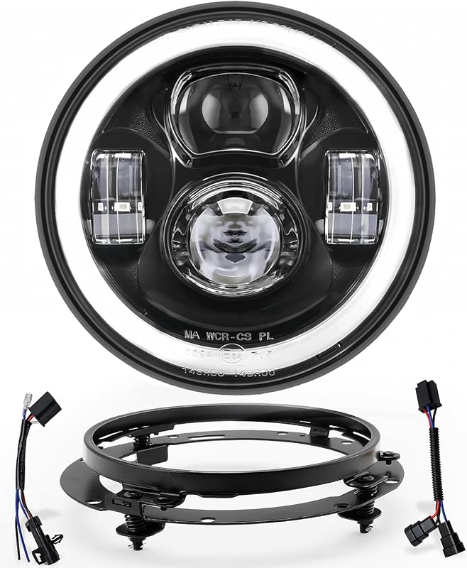 Faros LED 7pulg Halo DRL para Harley Touring 6500K blanco