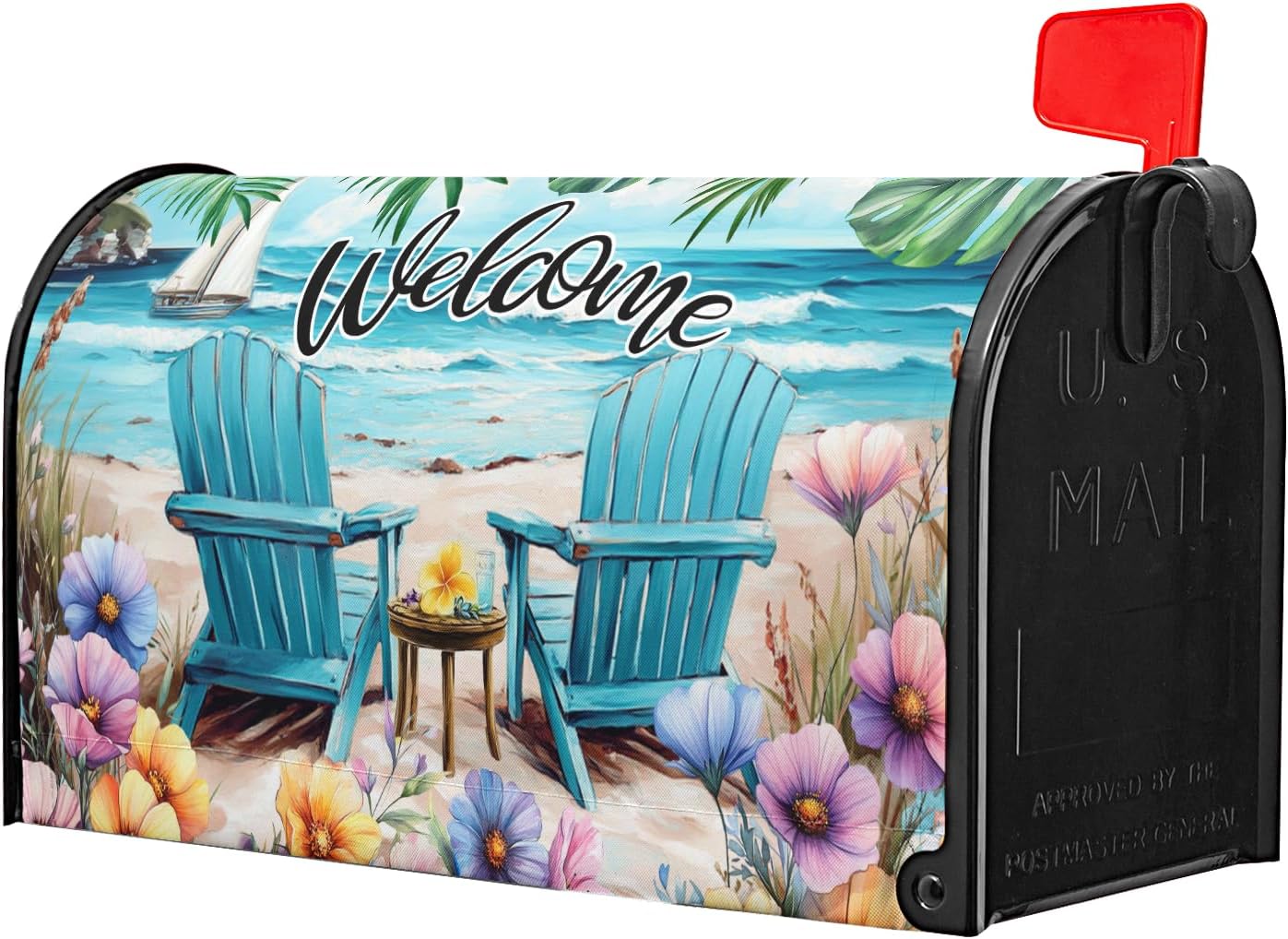 Fundas magnéticas para buzón playa 18x21pulg diseño silla de playa