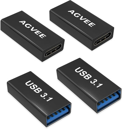 4 Pzas Adaptador USB-C a USB-A tipo C 3.2 Gen 1 negro