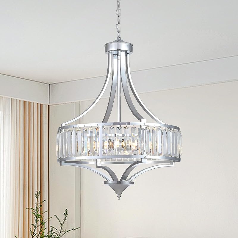 Candelabro cristal cromado 20" 5 luces comedor