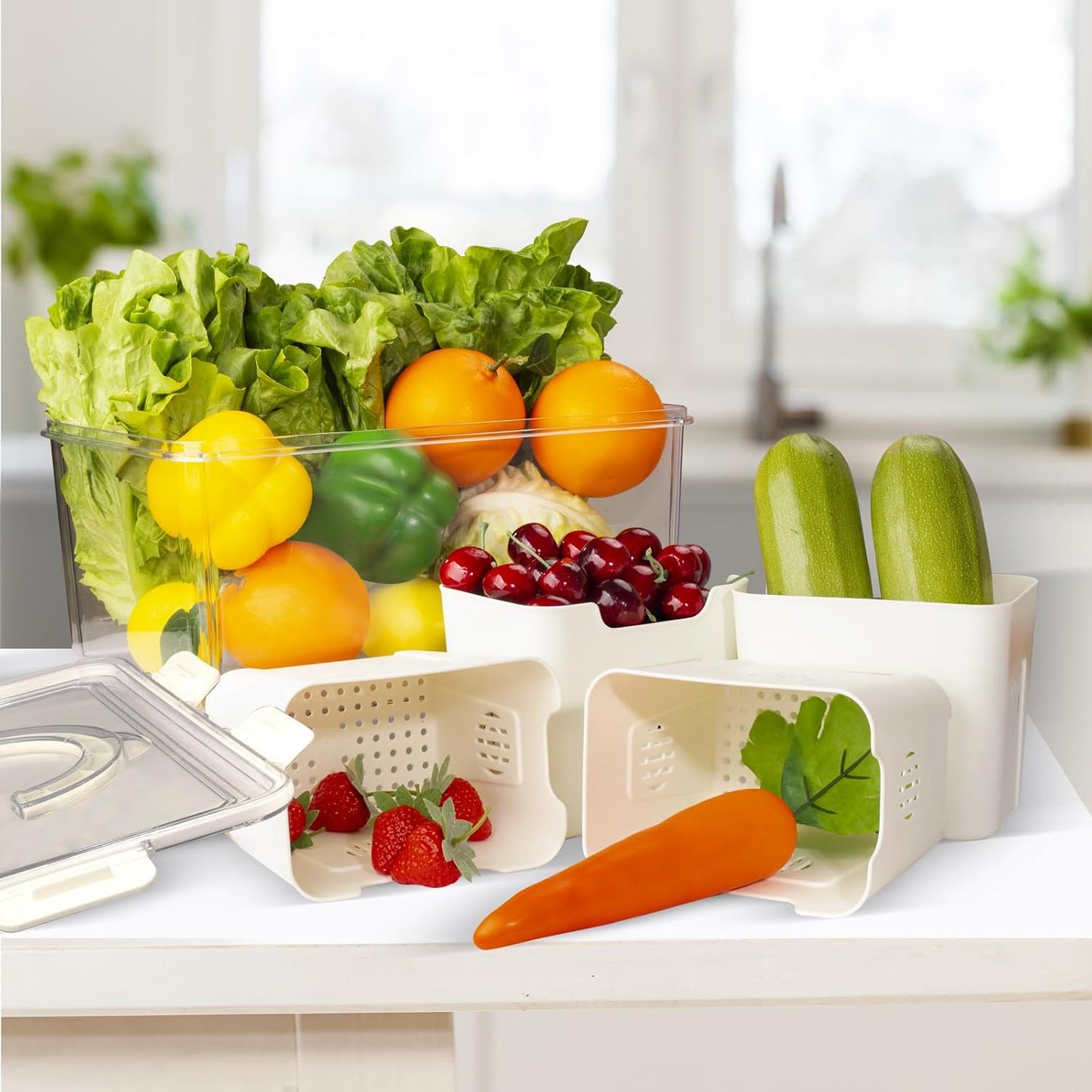 Recipientes herméticos frutas con tapa asa sin BPA