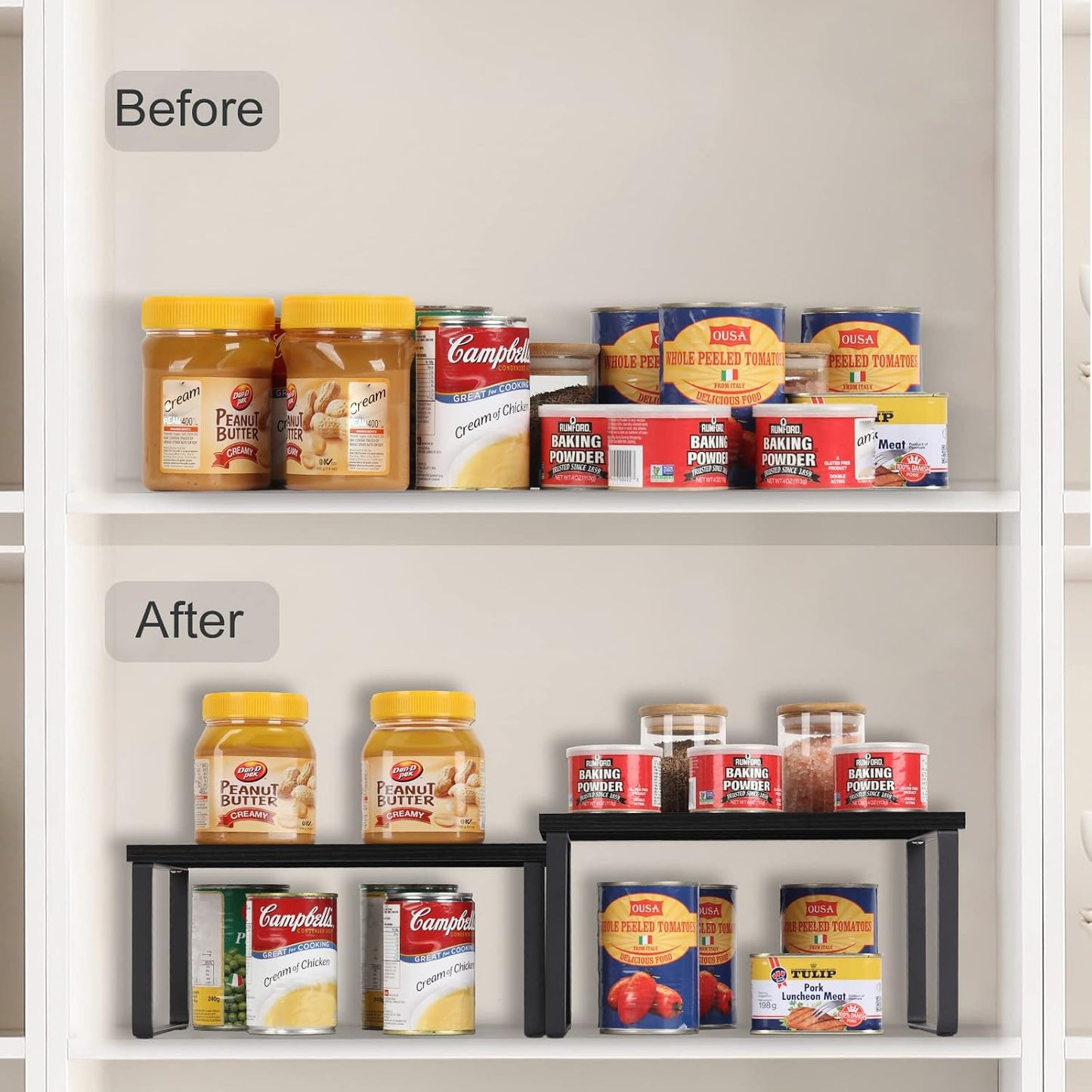 Organiz. estantes de cocina 2 pzas madera negro