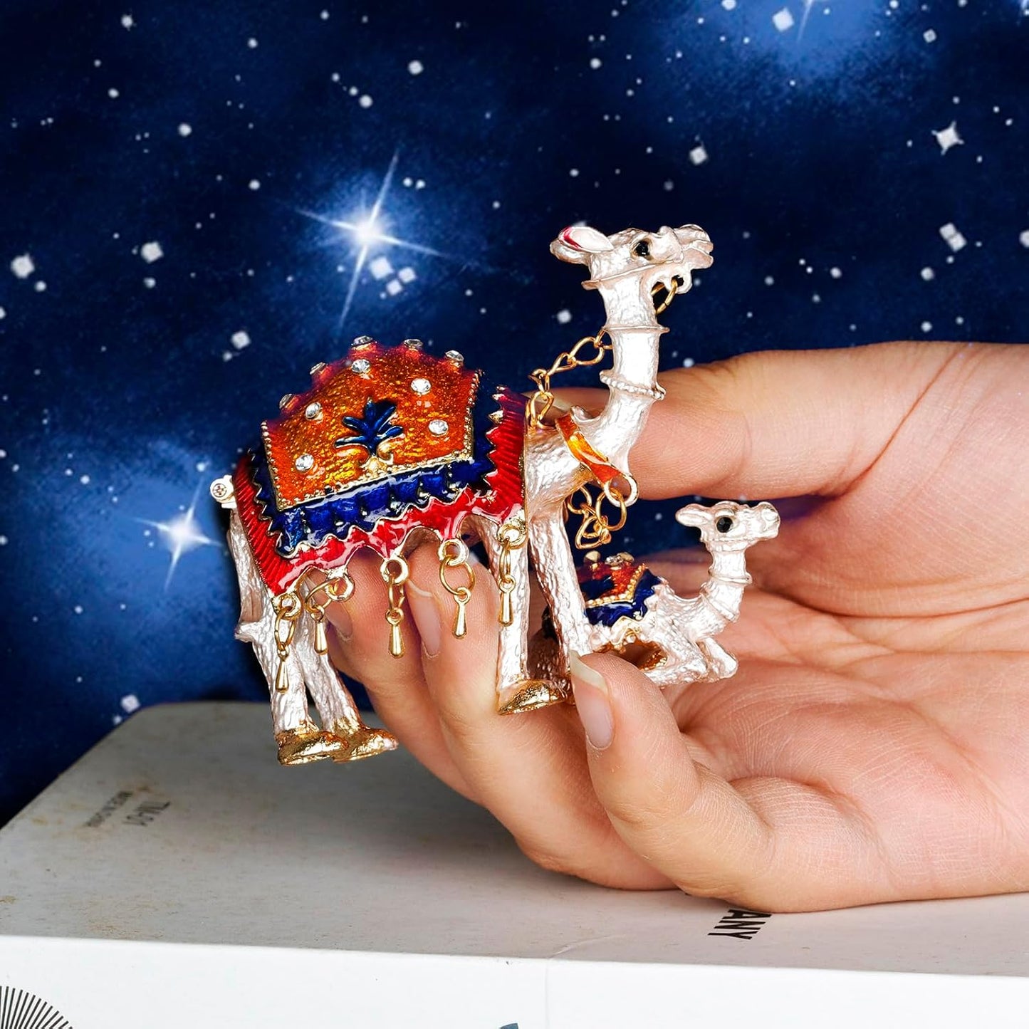 Caja decorativa con bisagras almacenamiento anillos