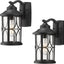 2 Luces pared exterior aluminio vidrio semillado negro