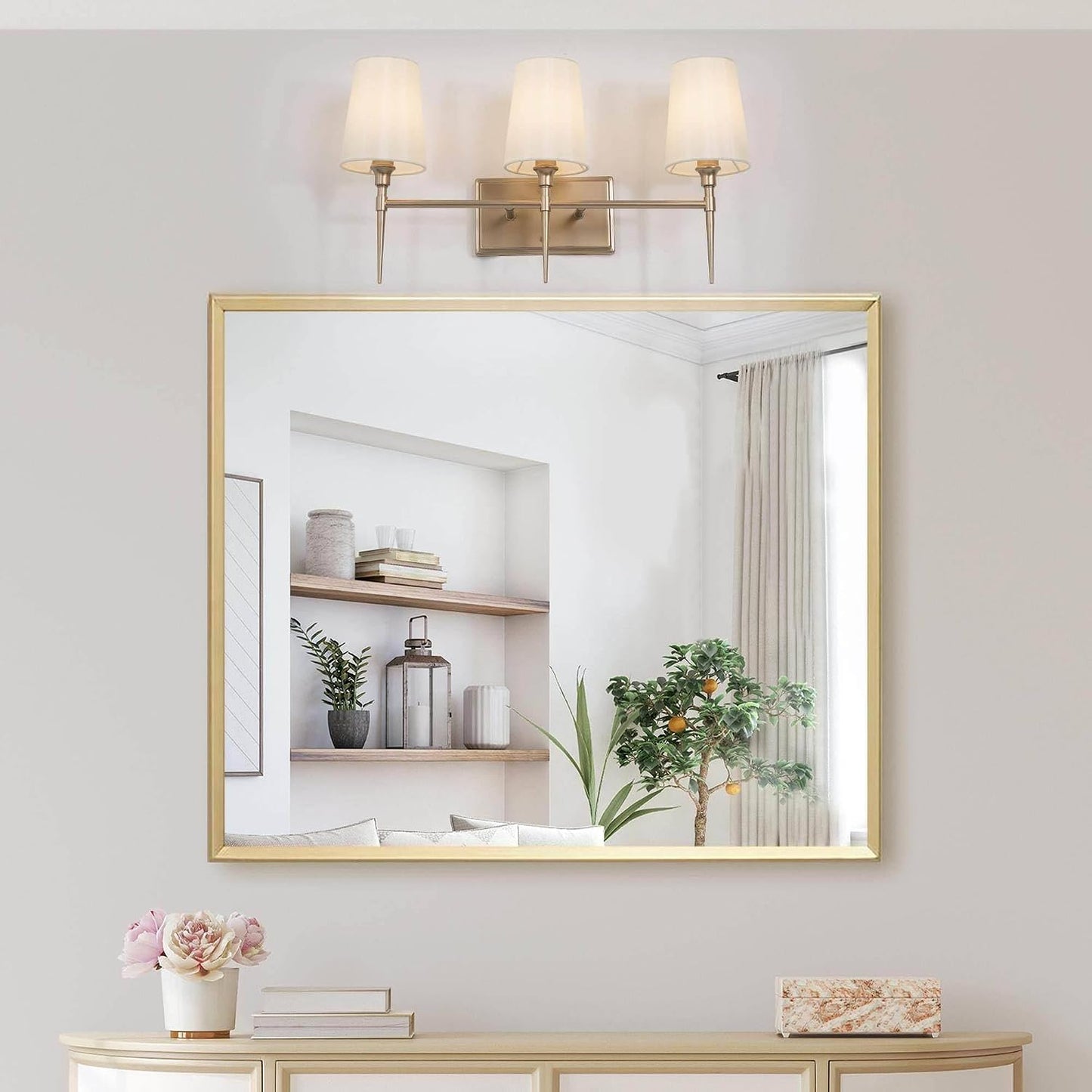 Lámpara pared baño 3 luces tela blanca moderna