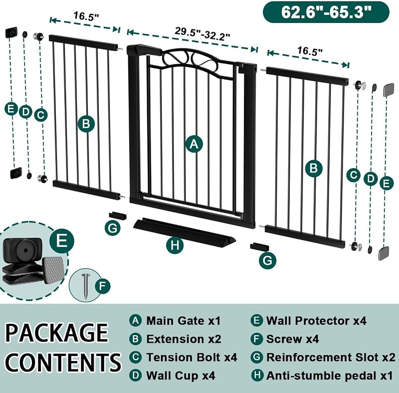 Puerta bebé ancha 63-65" seguridad mascotas