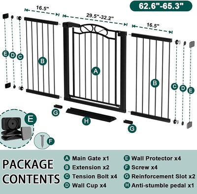 Puerta bebé ancha 63-65" seguridad mascotas