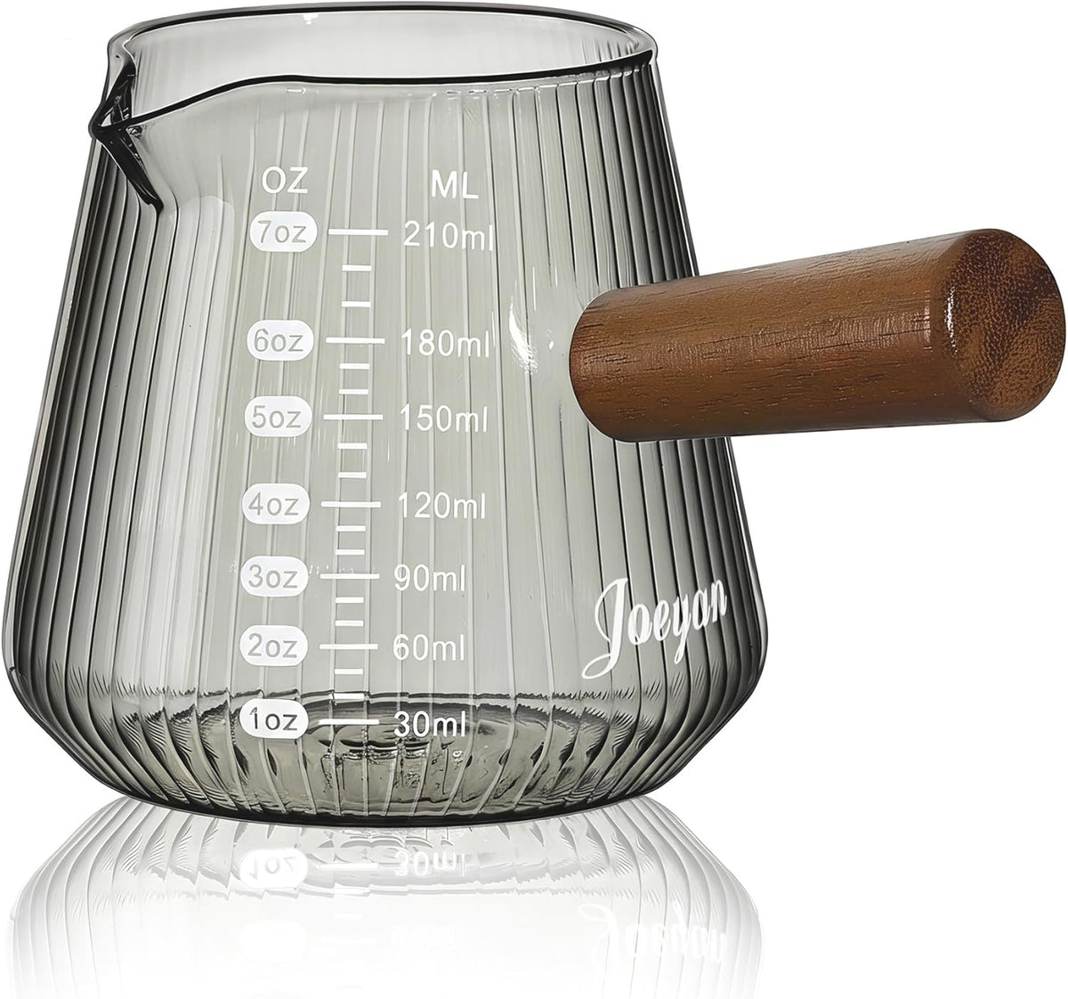 Taza medidora espresso 7oz gris con asa y boquilla