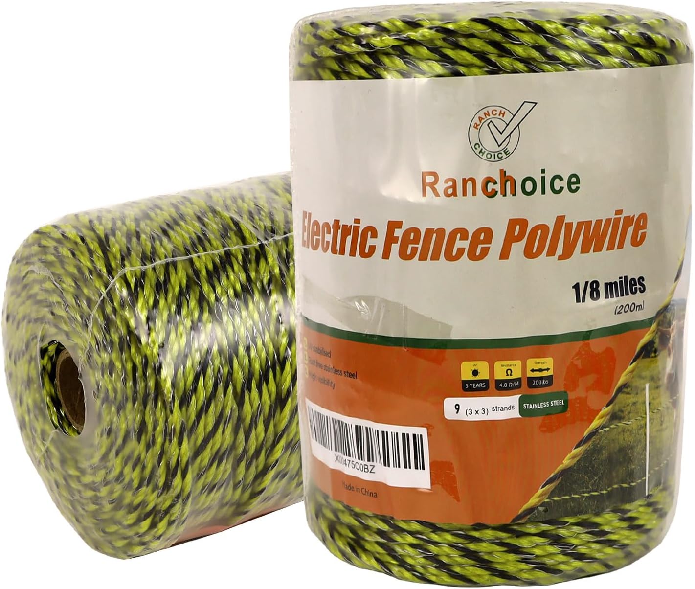 Valla eléctrica Polywire 660 pies 9 hilos acero inox