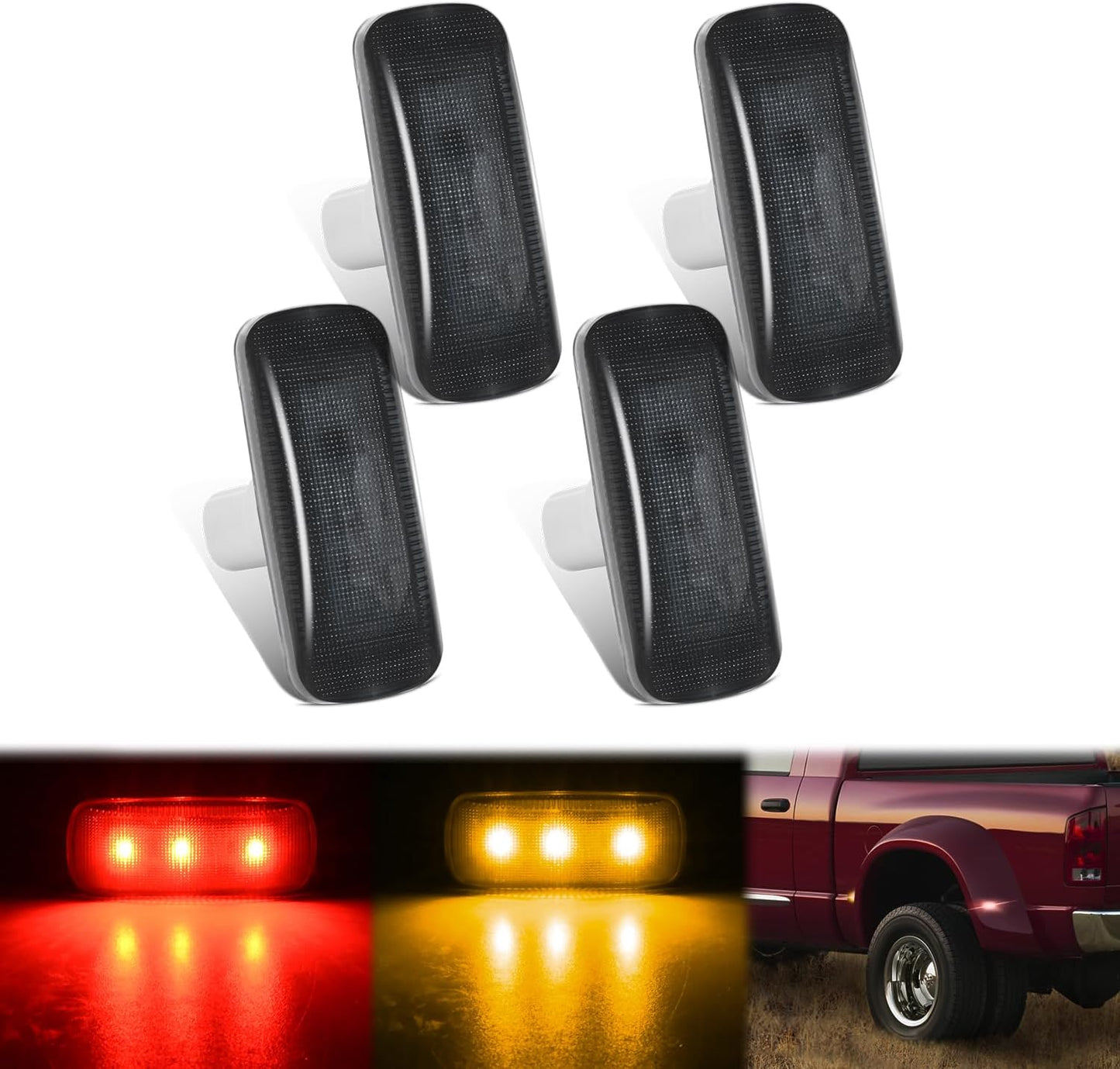 Luces marcador laterales 4unid 3LED rojo ámbar Dodge Ram