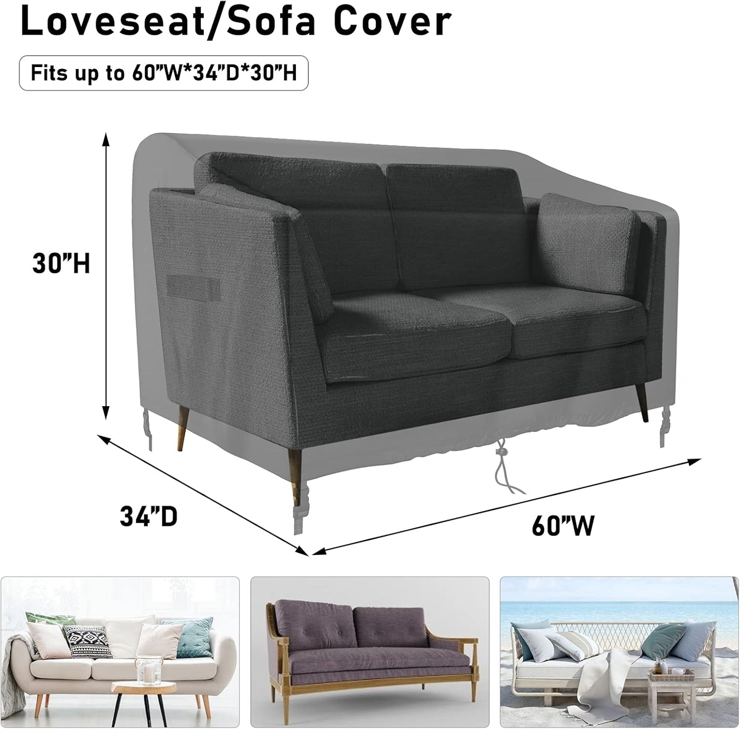 Funda sofá exterior impermeable 60x34x30"