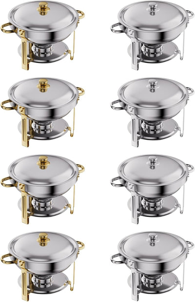 Set 8 Pzas Chafer Acero Inox 6qt Oro Plata