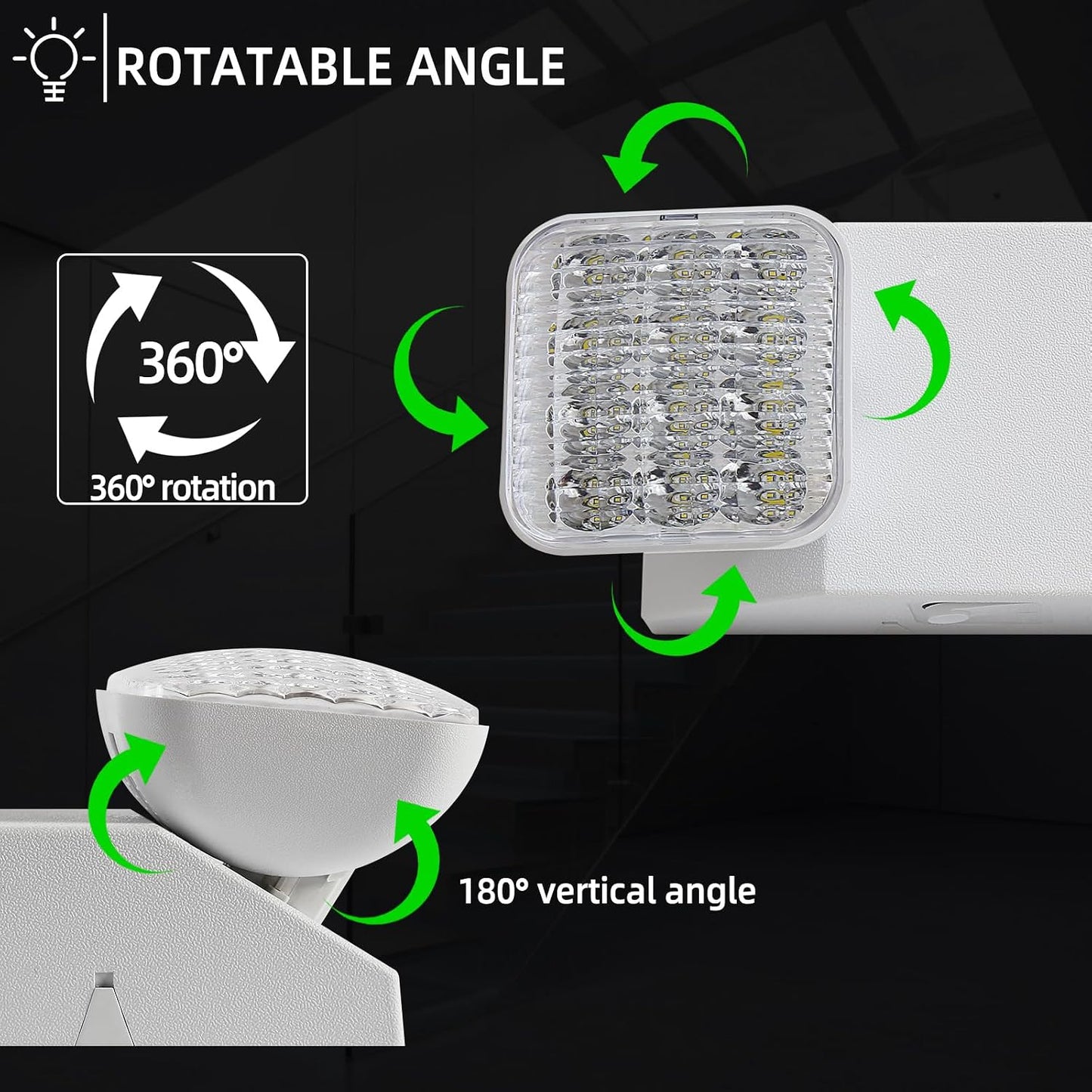 Luz emergencia LED 120/277V con batería 2 cabezales pack 2