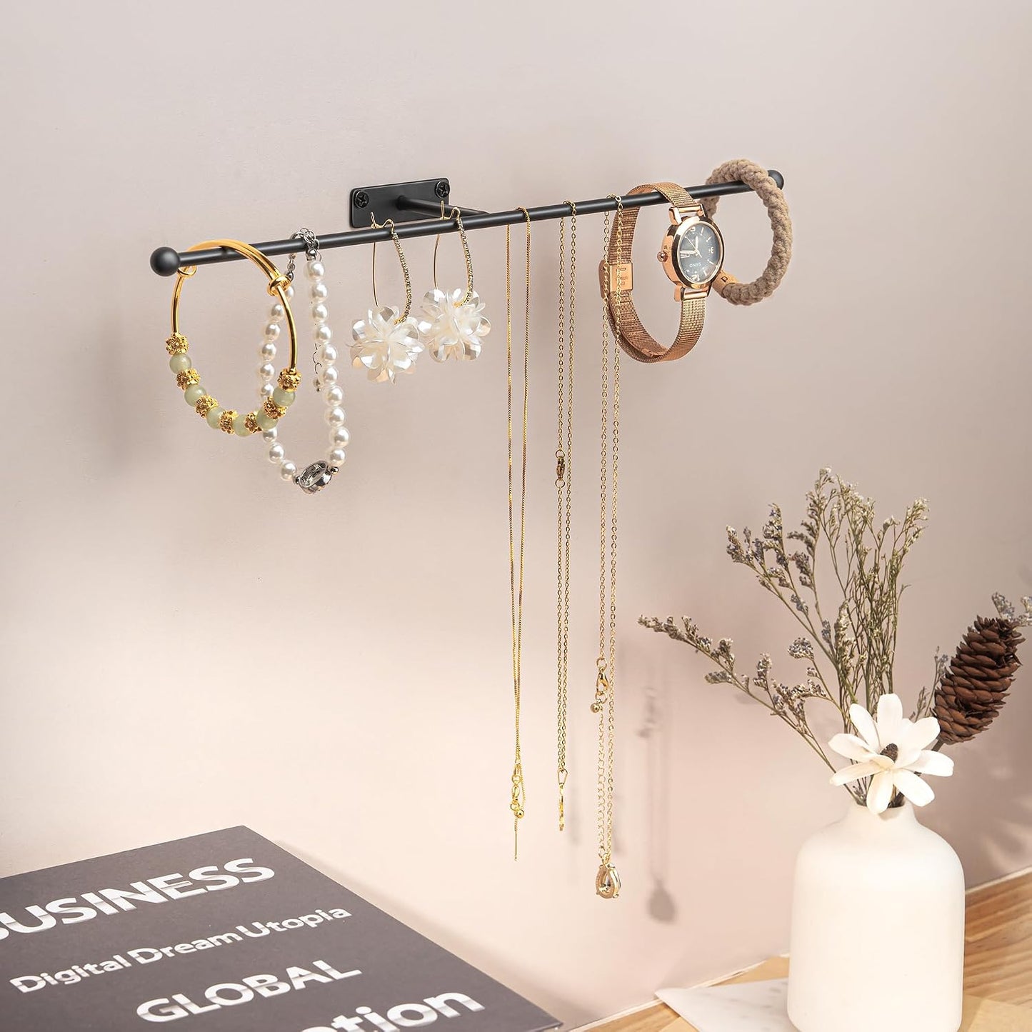 Organiz. joyas colgante pared 12.5" negro set 2