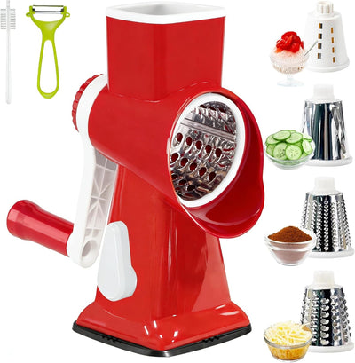 Rallador giratorio acero inox para frutas y verduras rojo