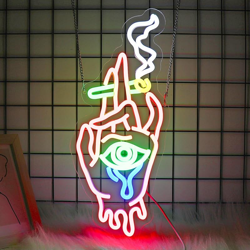 Letrero neón ojos de mano LED USB para bar y sala de set