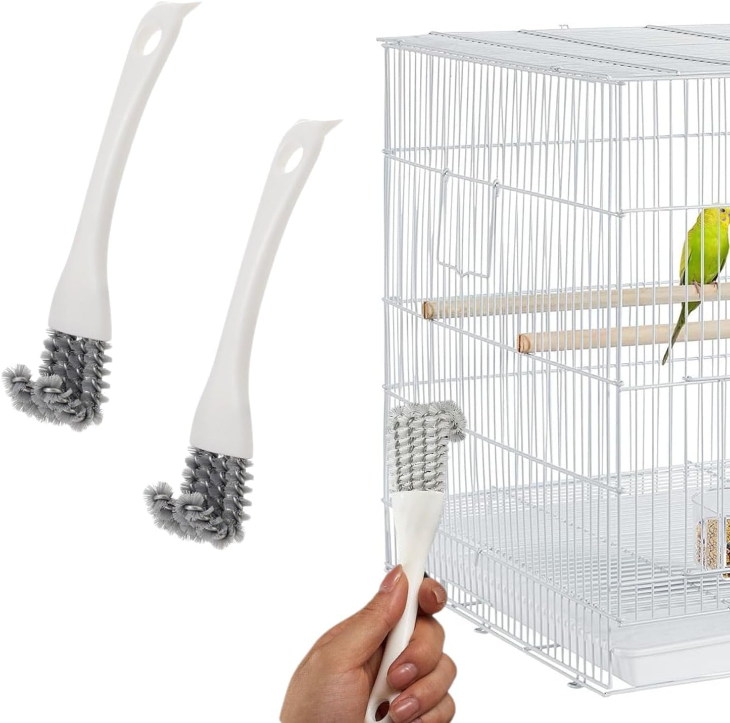 2 Cepillos Jaula Pájaros Raspador Limpiador Perchas